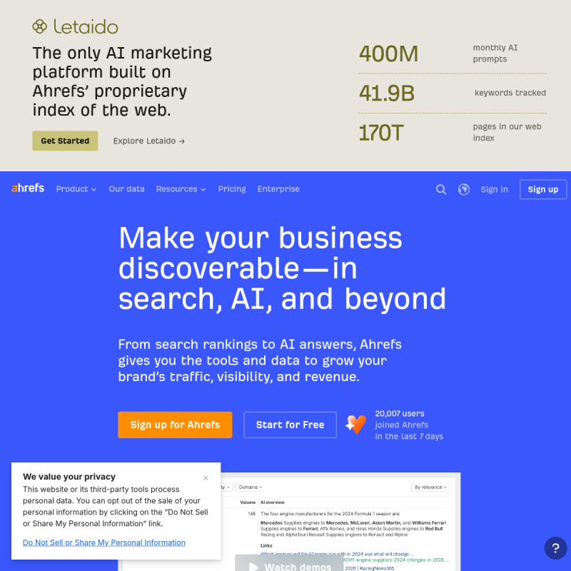 Ahrefs website